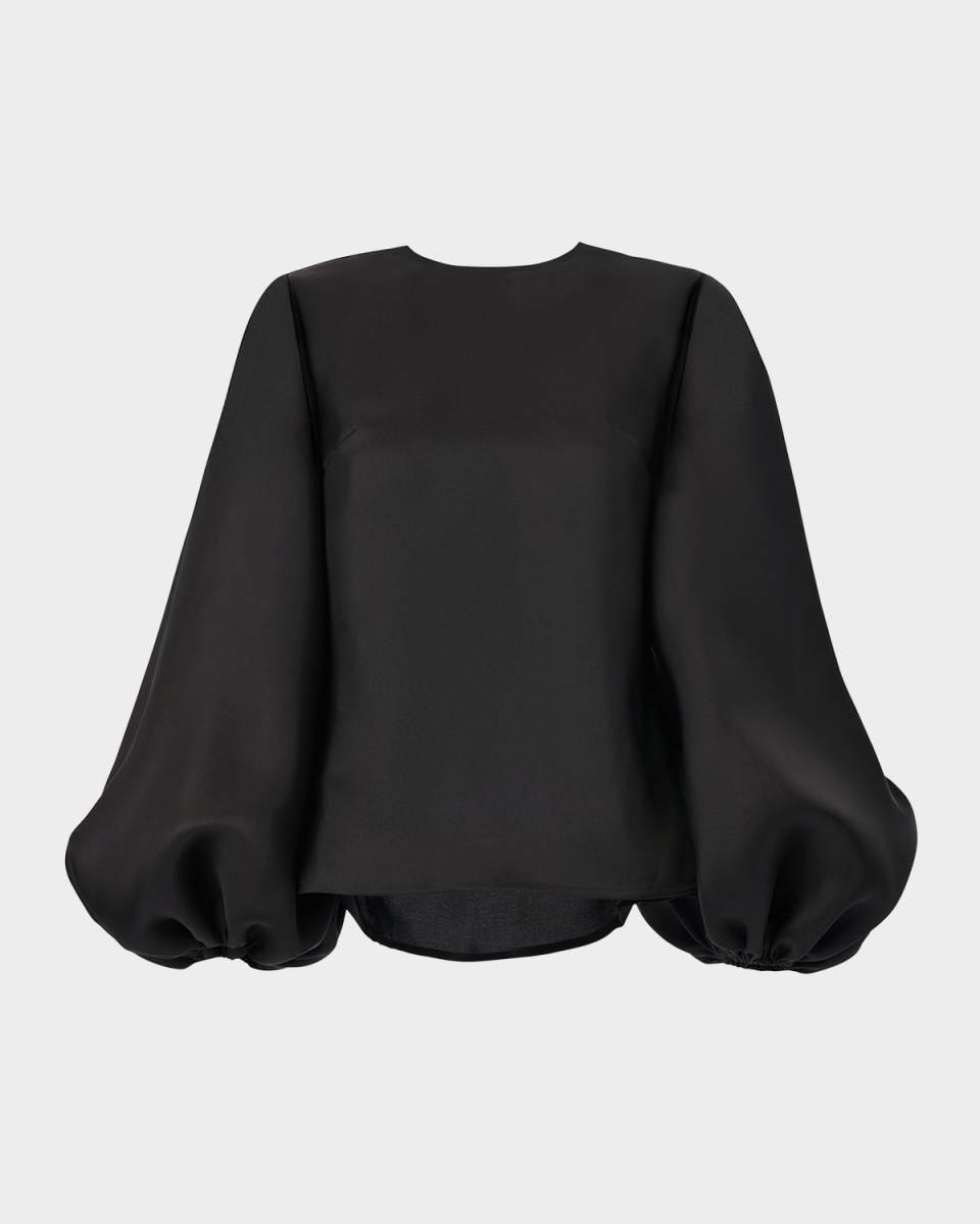 Puff-Sleeve Silk Gazar Shirt